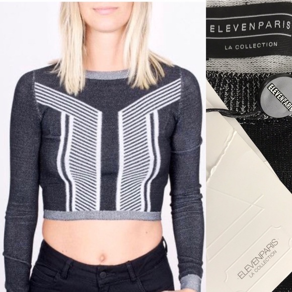 SALE!  NWT ELEVEN PARIS LA Collection Cropped SWEATER L - Picture 3 of 15